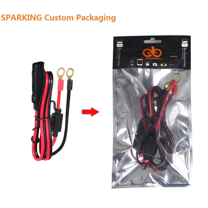 SPARKING 2FT SAE to Ring Terminal Harness Quick Connect/Disconnect Ring Terminal Assembly, 10A Fuse(2FT) - Image 5